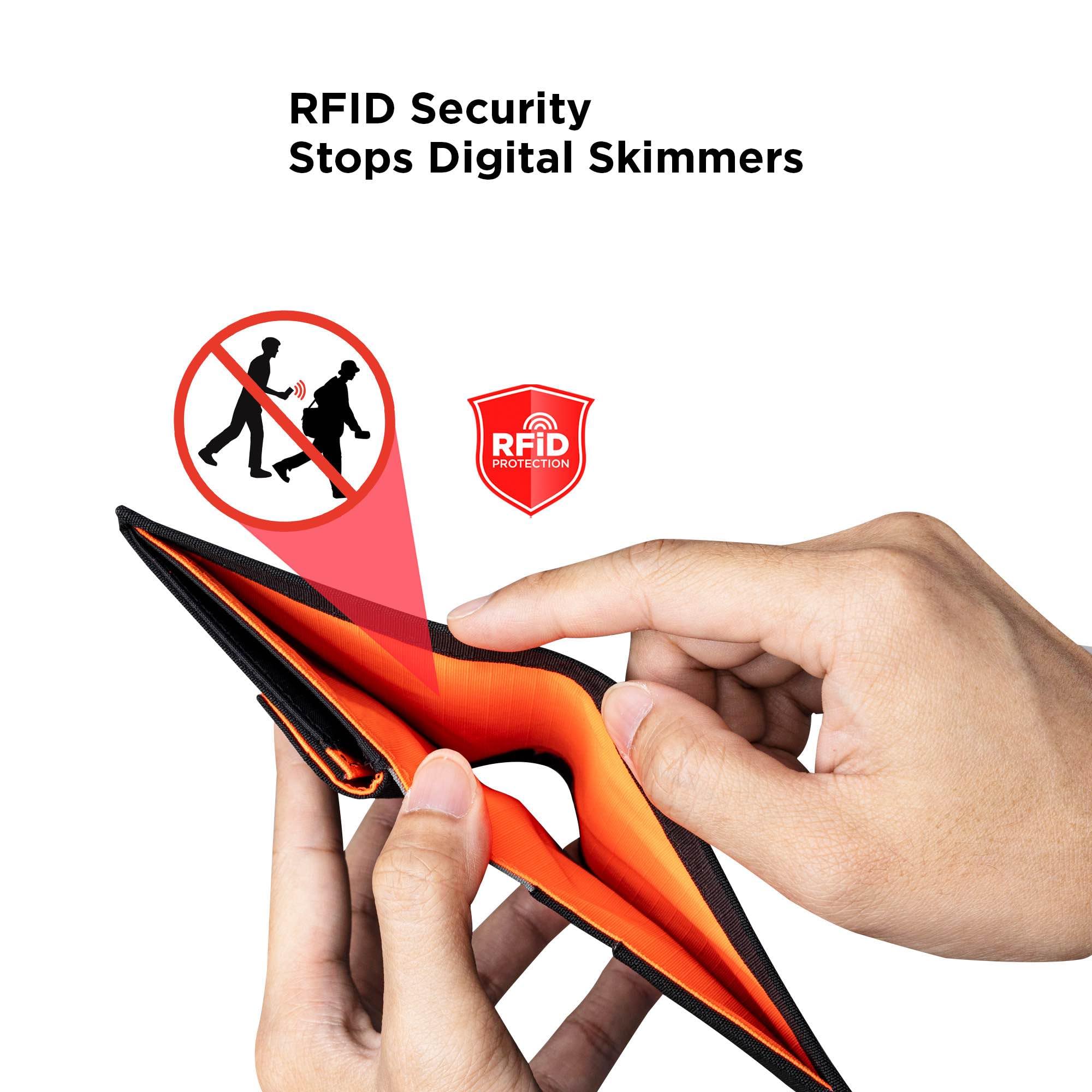 ALPAKA Ark Bifold Coin Wallet Mens Minimalist RFID Blocking Front Pocket Wallet with Magnetic Coin Pouch - Holds 5 Cards Plus Cash - Black Axogrid 210D - Image 4