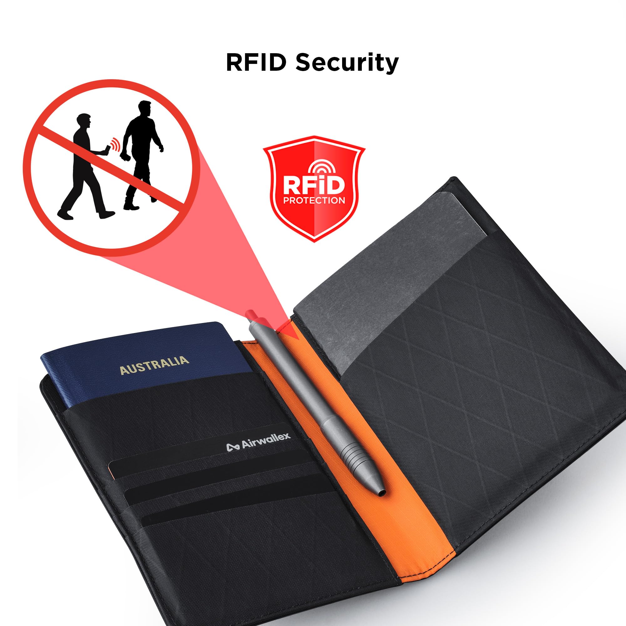 ALPAKA ARK Bifold Passport Wallet - Passport Holder with X-Pac VX21 Weatherproof Fabirc, UV Proof, Passport Slot, Card, Cash, Tickets 3 Slots & Travel Documents for Men Family Travel Journey (Black) - Image 3