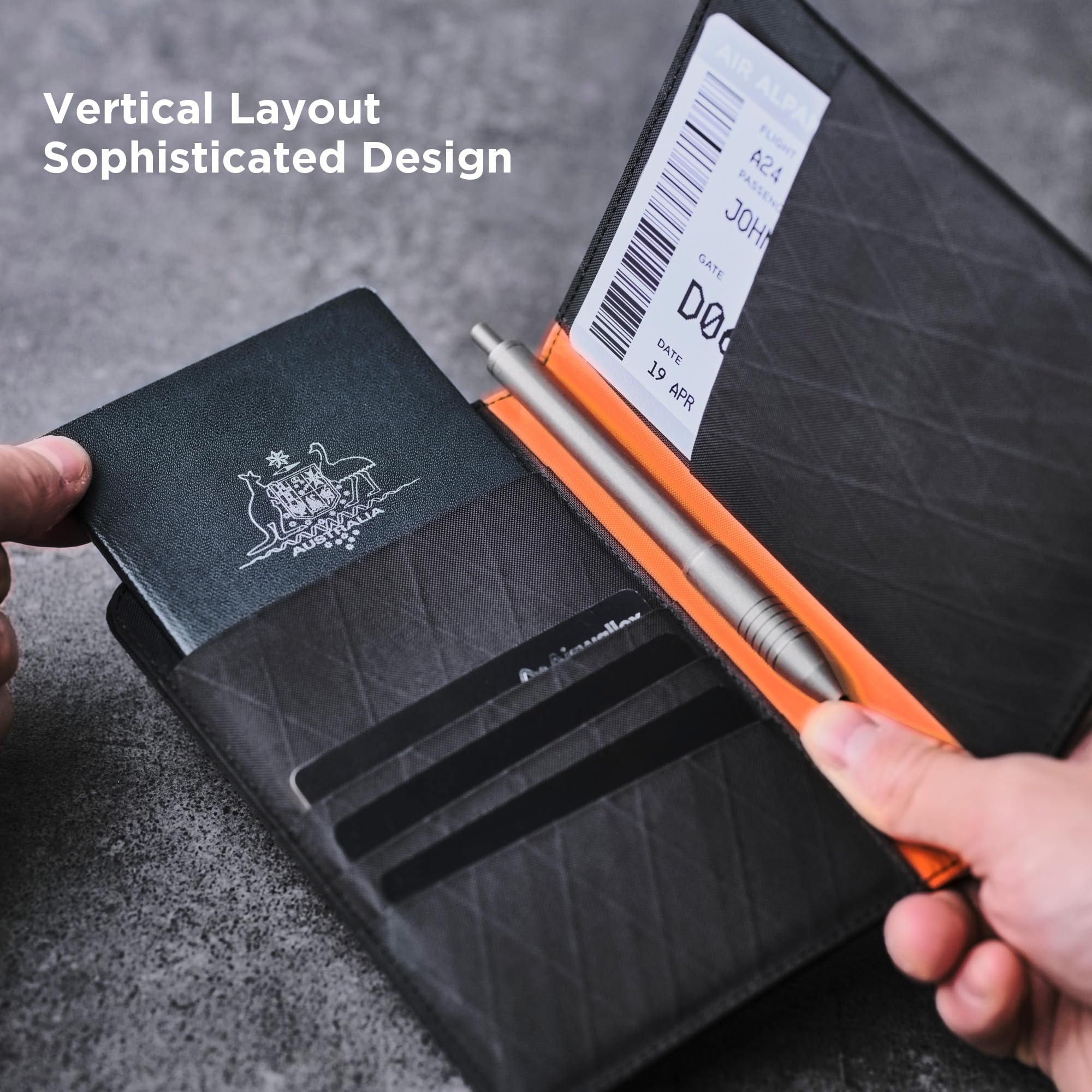 ALPAKA ARK Bifold Passport Wallet - Passport Holder with X-Pac VX21 Weatherproof Fabirc, UV Proof, Passport Slot, Card, Cash, Tickets 3 Slots & Travel Documents for Men Family Travel Journey (Black) - Image 4