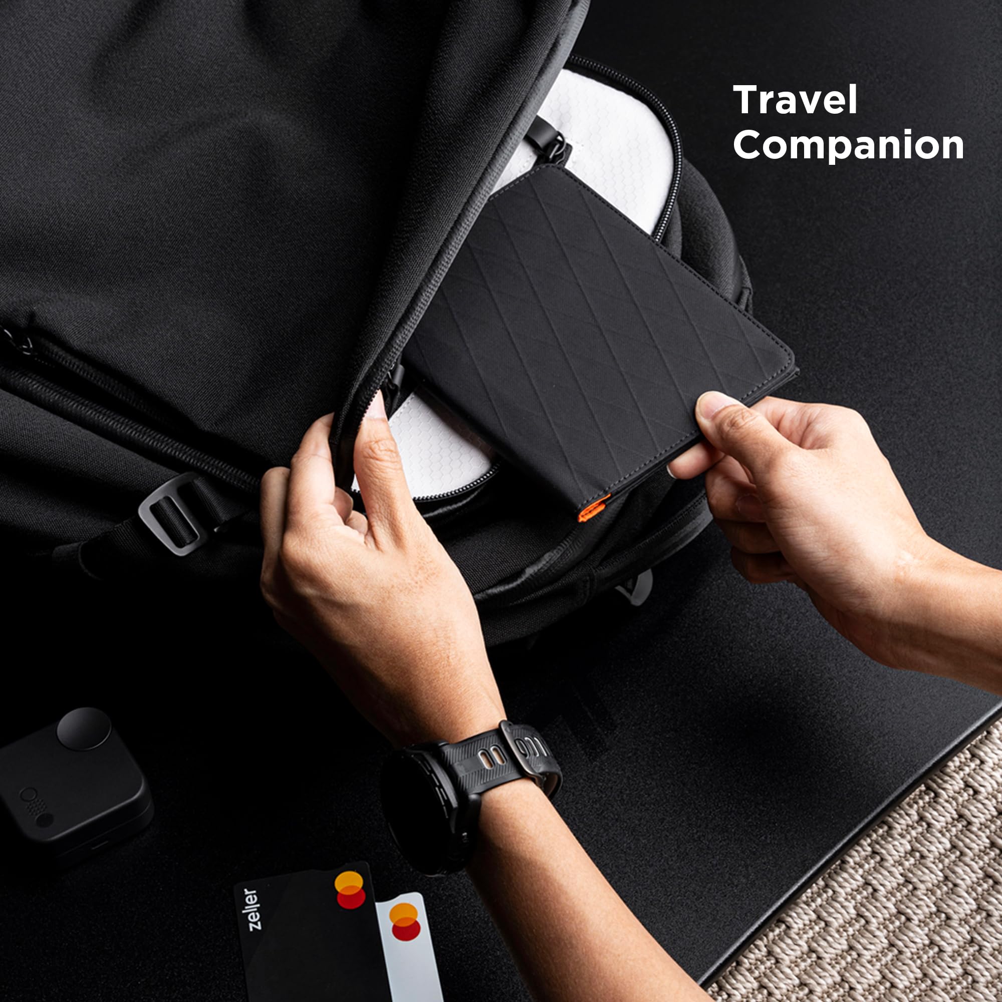 ALPAKA ARK Bifold Passport Wallet - Passport Holder with X-Pac VX21 Weatherproof Fabirc, UV Proof, Passport Slot, Card, Cash, Tickets 3 Slots & Travel Documents for Men Family Travel Journey (Black) - Image 8