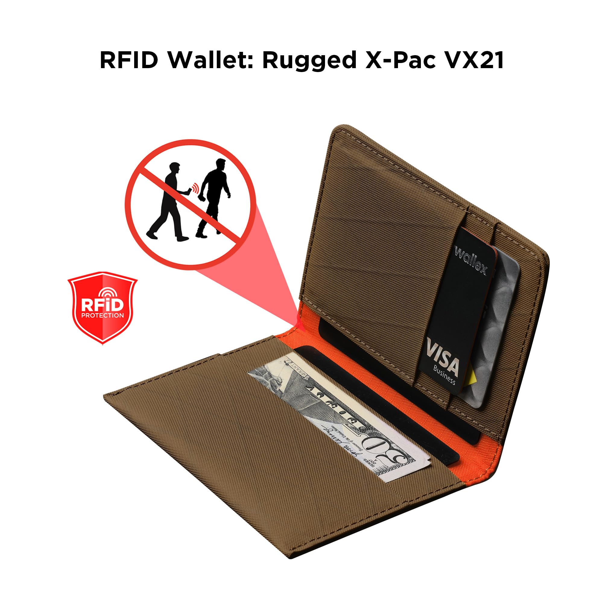 ALPAKA Ark Bifold Wallet Coyote Brown X-Pac VX21 - Rfid Card Holder - Holds 8 to 10 Cards - Designated Cash Slot - Built to Last - Polished and Professional Looking - Wallet for Men - Image 4