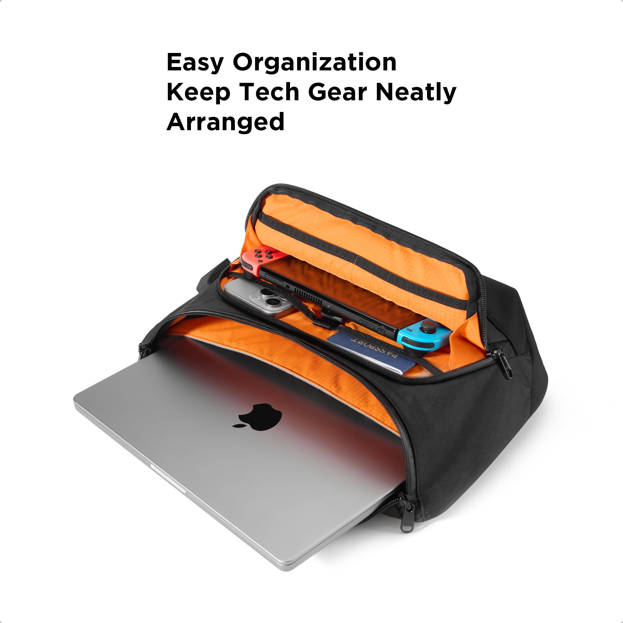 ALPAKA Bravo Sling Max, 8L RFID-Blocking Sling Laptop Bag for Men with Maglockz Buckle, Lockable Zips & External USB Port - Image 4