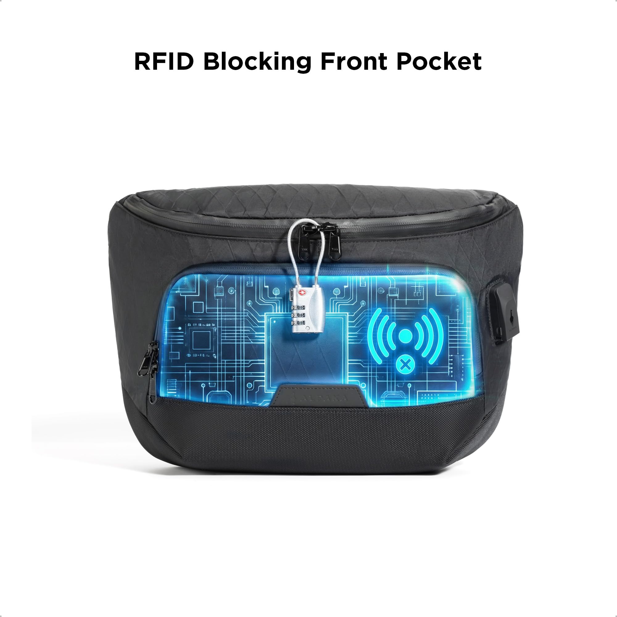 ALPAKA Bravo Sling Max, 8L RFID-Blocking Sling Laptop Bag for Men with Maglockz Buckle, Lockable Zips & External USB Port - Image 5