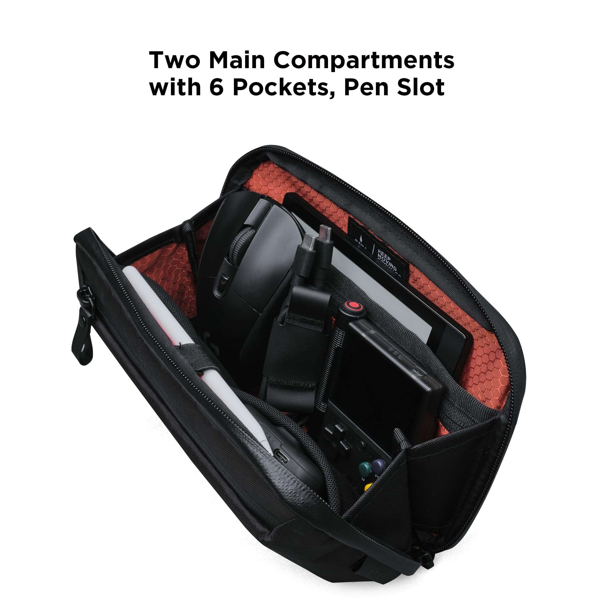 ALPAKA Elements Tech Case Mini - Compact Electronics Organizer, Small Cable Bag for Chargers and Earbuds, Phone Pouch, Travel Accessory Case, Crossbody Sling, Black X-Pac VX42 - Image 3