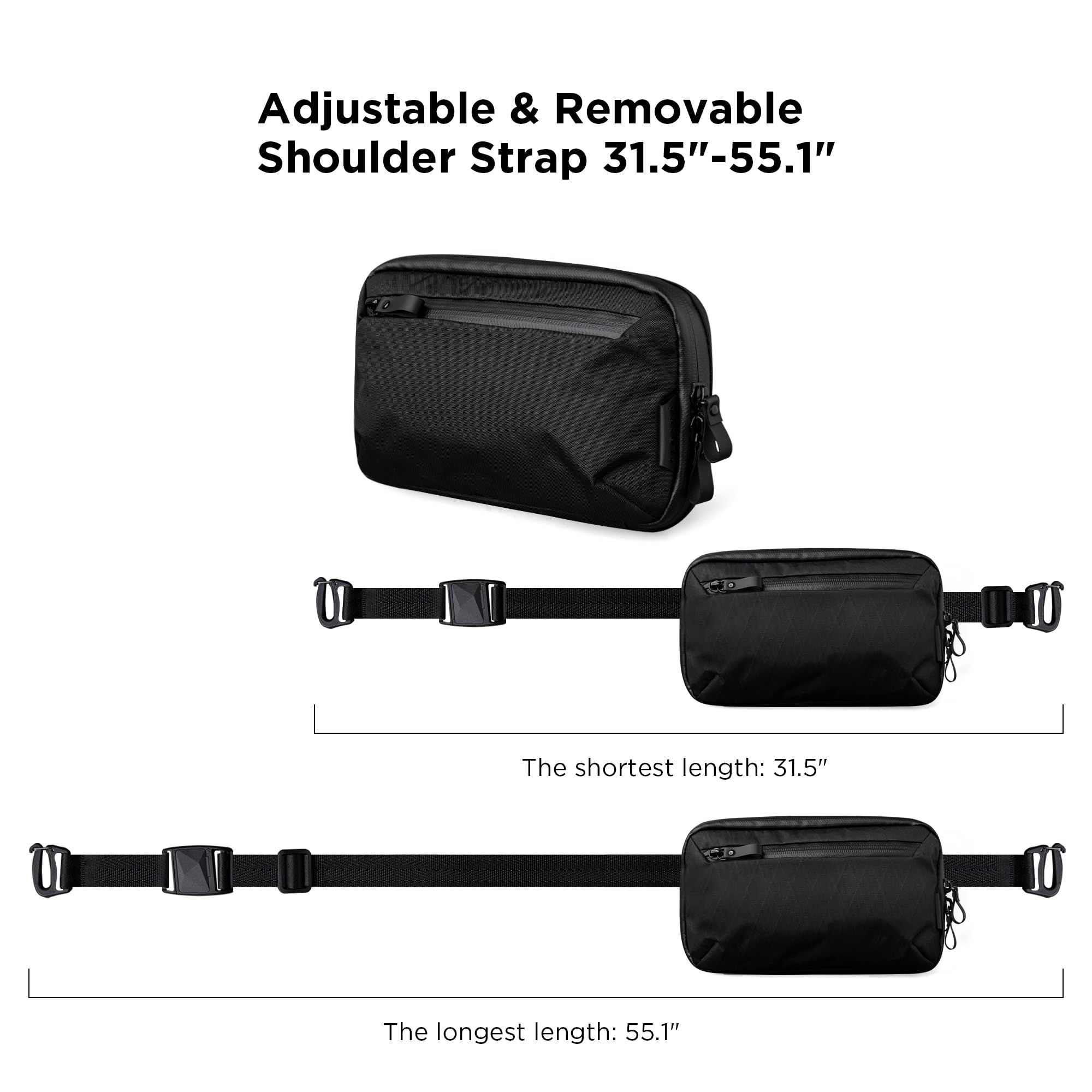 ALPAKA Elements Tech Case Mini - Compact Electronics Organizer, Small Cable Bag for Chargers and Earbuds, Phone Pouch, Travel Accessory Case, Crossbody Sling, Black X-Pac VX42 - Image 4