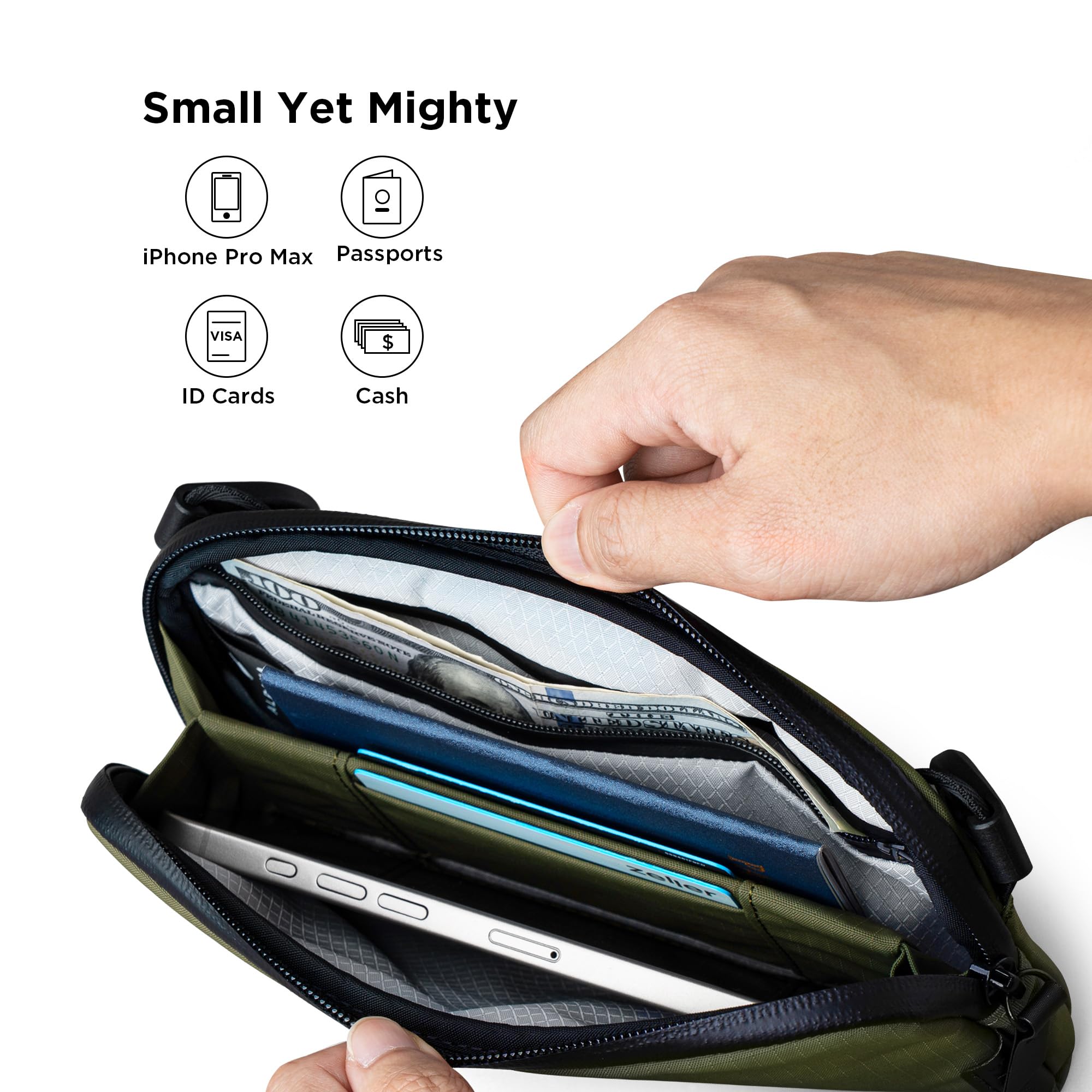 ALPAKA Flight Pouch - Compact Travel Bag (0.3L), Fits Phone and Passport, Travel Purse for Men, YKK Zipper Main Compartment - Image 4