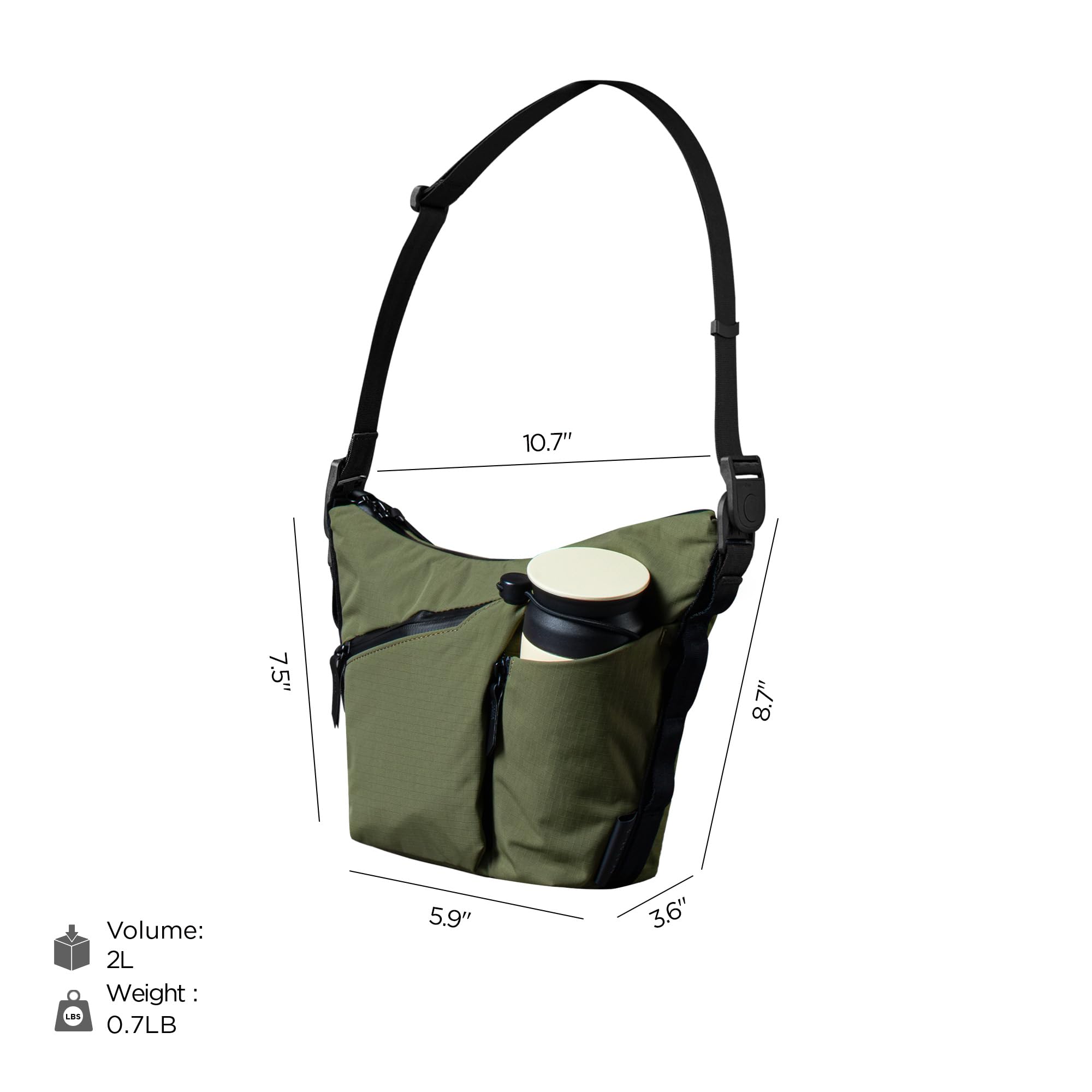 ALPAKA Flow Satchel Mini 2L - Crossbody Bag, Water Resistant Shoulder Bag, Expandable Bottle Pocket, YKK Zippers, Key Tether - Image 4