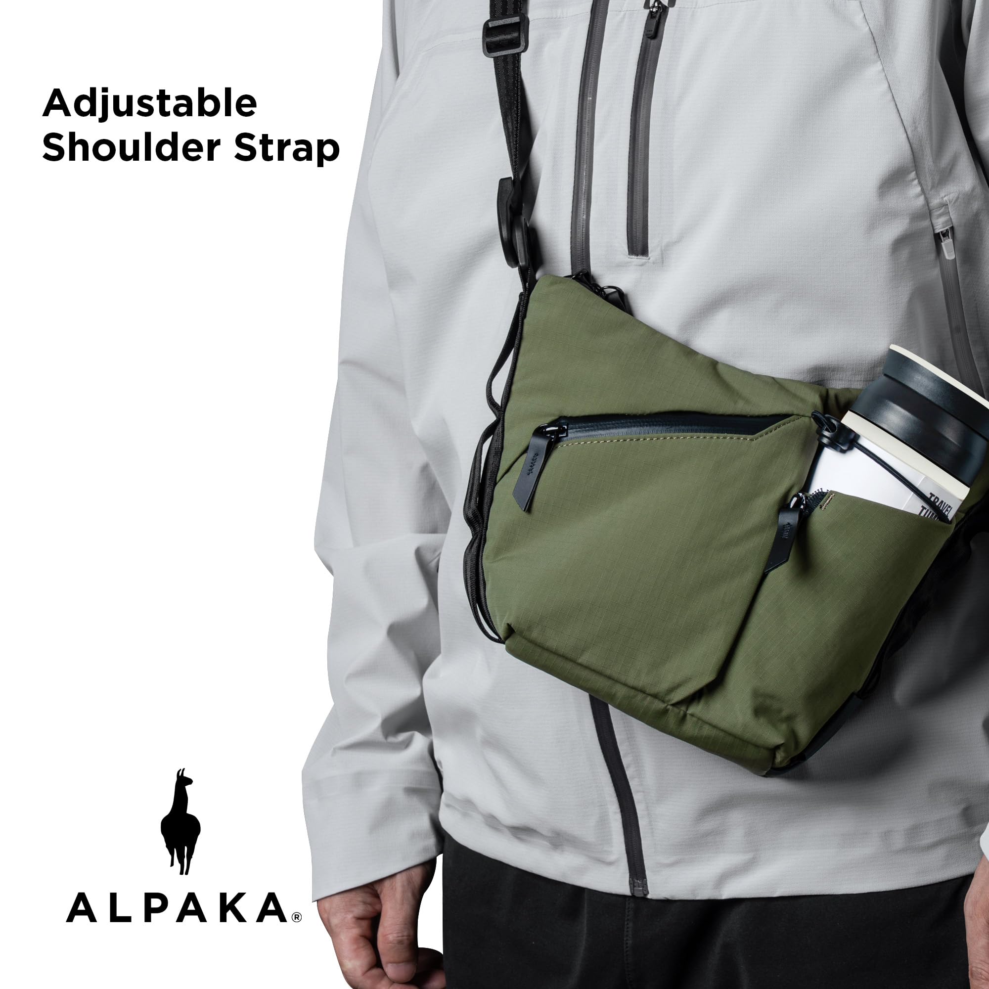 ALPAKA Flow Satchel Mini 2L - Crossbody Bag, Water Resistant Shoulder Bag, Expandable Bottle Pocket, YKK Zippers, Key Tether - Image 6