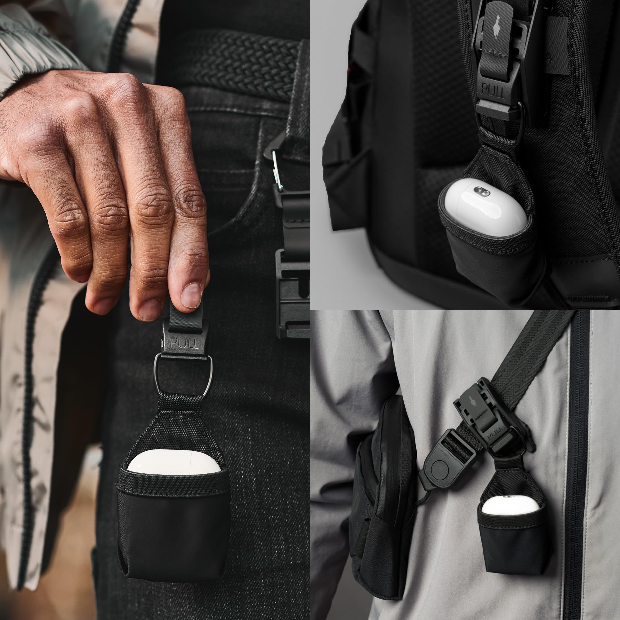 ALPAKA HUB Earbuds Pouch - Soft Elastane & Ballistic Nylon 840D Headphone Case Compatible with AirPods Pro - Wireless Open Earbuds Holder Organizer with HUB Magnetic Suction Clip, Weatherproof Fabric - Image 7