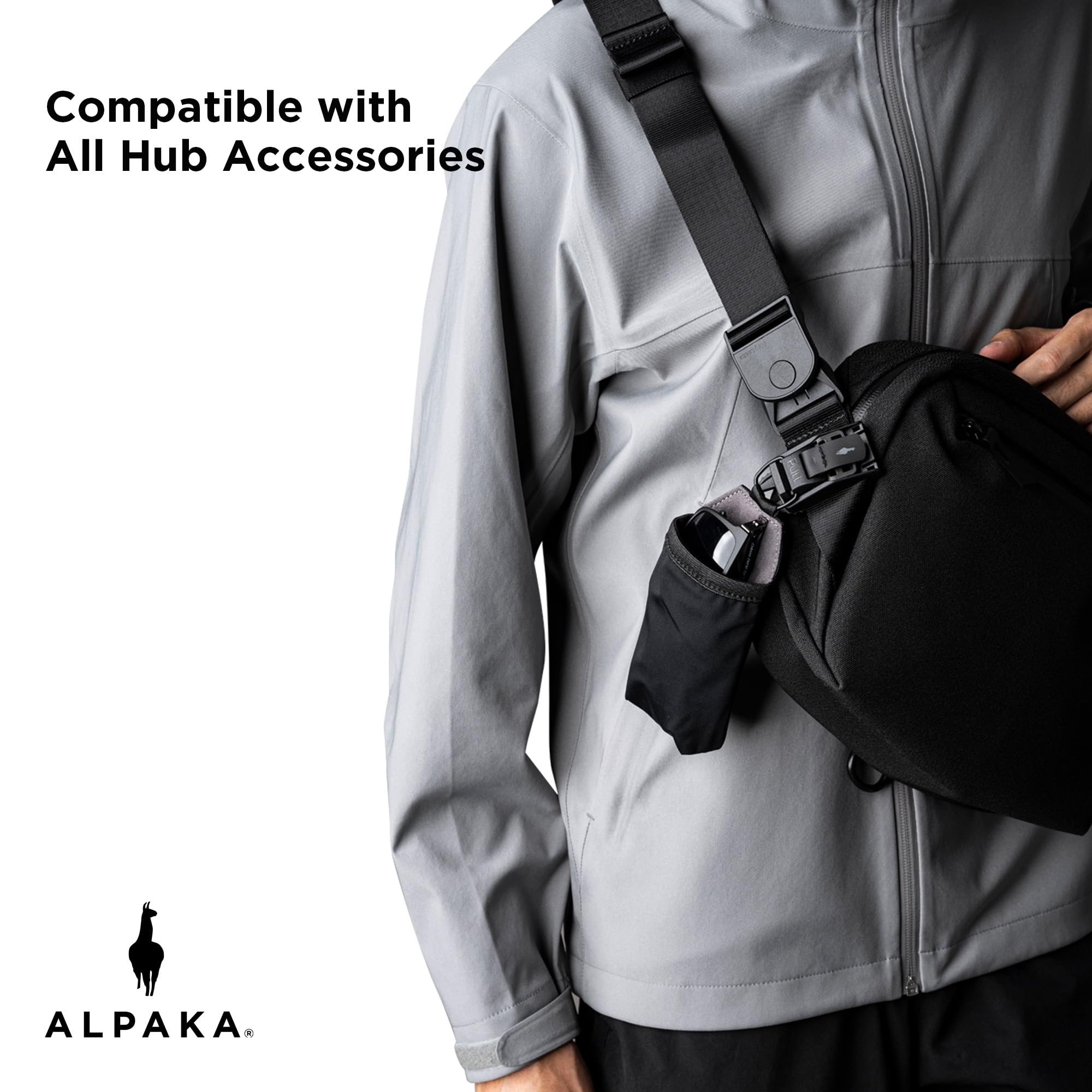 ALPAKA HUB Sunglasses Pouch - Microfibre Lined Stretch Holder with Anti Scratch Nylon 840D Weatherproof Fabric Travel Glasses Small Organizer Men & Women - HUB Clip Attaches Backpack Strap - Image 6