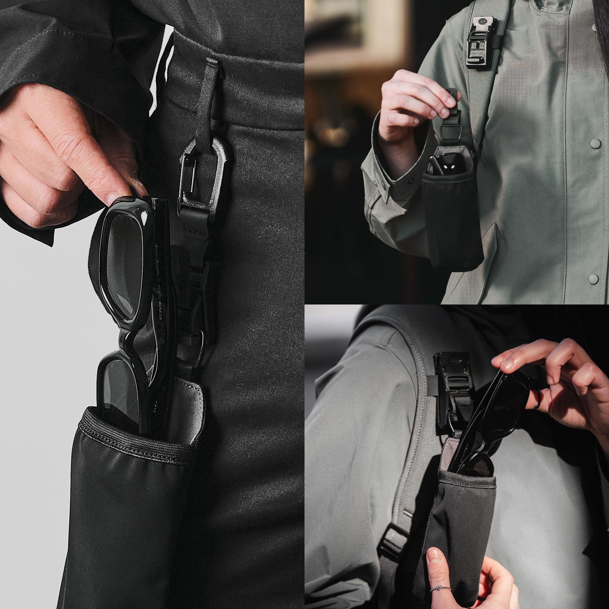 ALPAKA HUB Sunglasses Pouch - Microfibre Lined Stretch Holder with Anti Scratch Nylon 840D Weatherproof Fabric Travel Glasses Small Organizer Men & Women - HUB Clip Attaches Backpack Strap - Image 7