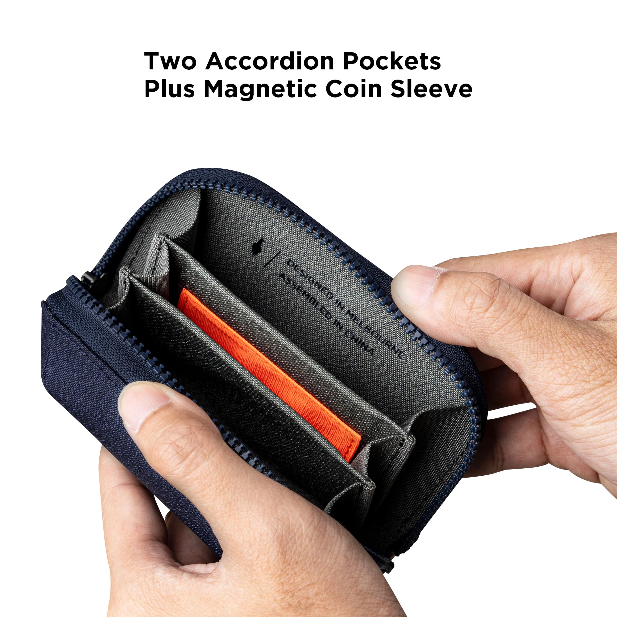 ALPAKA Hub Zip Pocket Blue Axoflux 300D - Zipper Wallet - Key Pouch for Car Keys - 30 Cards Max- Two Accordion Storage Sections - Magnetic Closure SD Card Case - HUB Accessories Compatible - Image 3