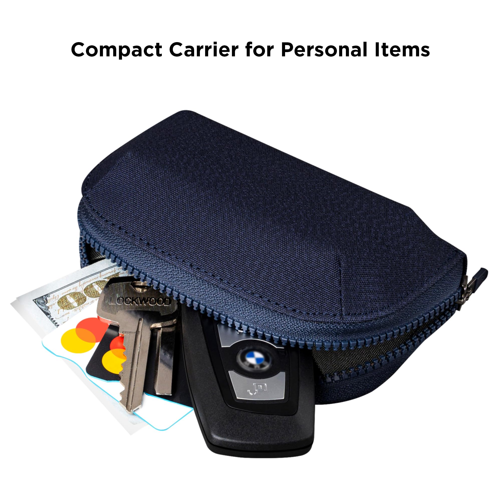 ALPAKA Hub Zip Pocket Blue Axoflux 300D - Zipper Wallet - Key Pouch for Car Keys - 30 Cards Max- Two Accordion Storage Sections - Magnetic Closure SD Card Case - HUB Accessories Compatible - Image 5