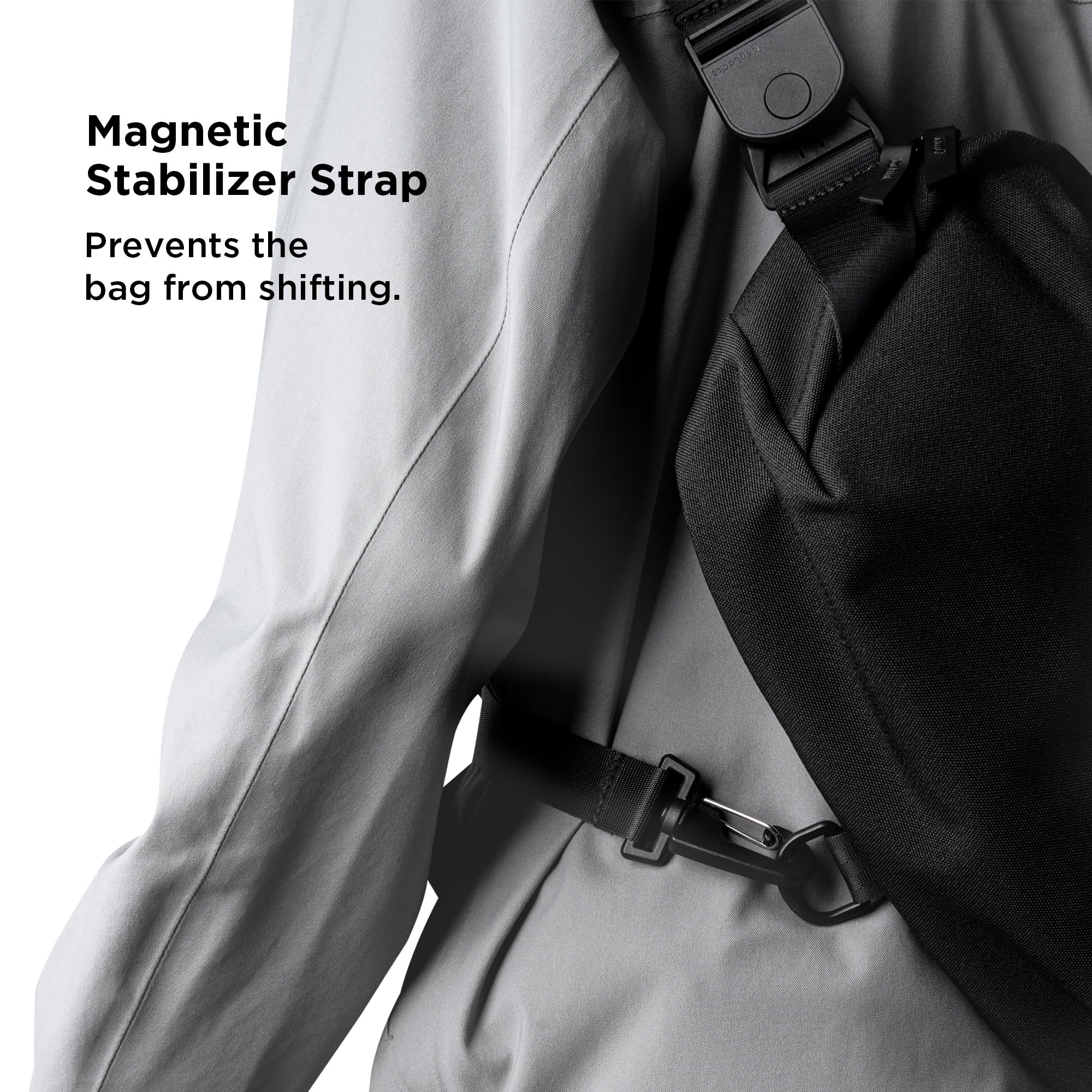 ALPAKA Magnetic Stabilizer Strap - Accessory for Crossbody Bag - Quick Release Maglockz Buckle - 360° Rotating Clasp to Move with Your Body - Heavy Duty Snaps - Magnetic Latch for HUB Accessories - Image 4
