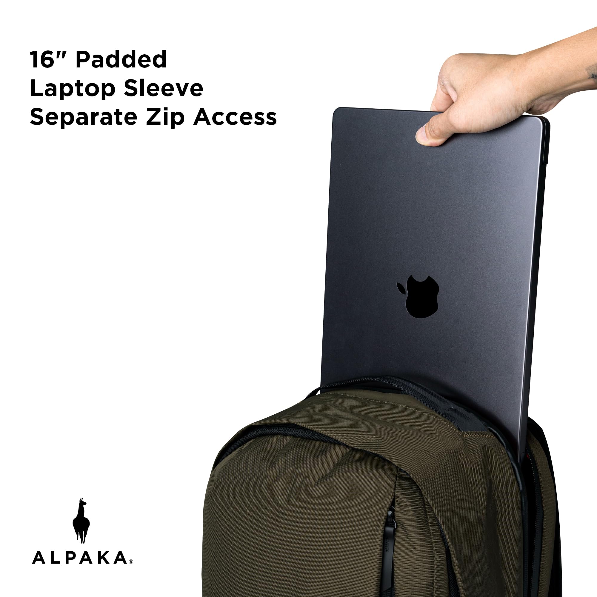 ALPAKA Metro Backpack Pro for Men - Fits 16" Laptop Business Travel Backpack with YKK Zippers, MOD Key Leash & Luggage Pass-through, Weatherproof X-pac Material Work Bag(Olive Green) - Image 5
