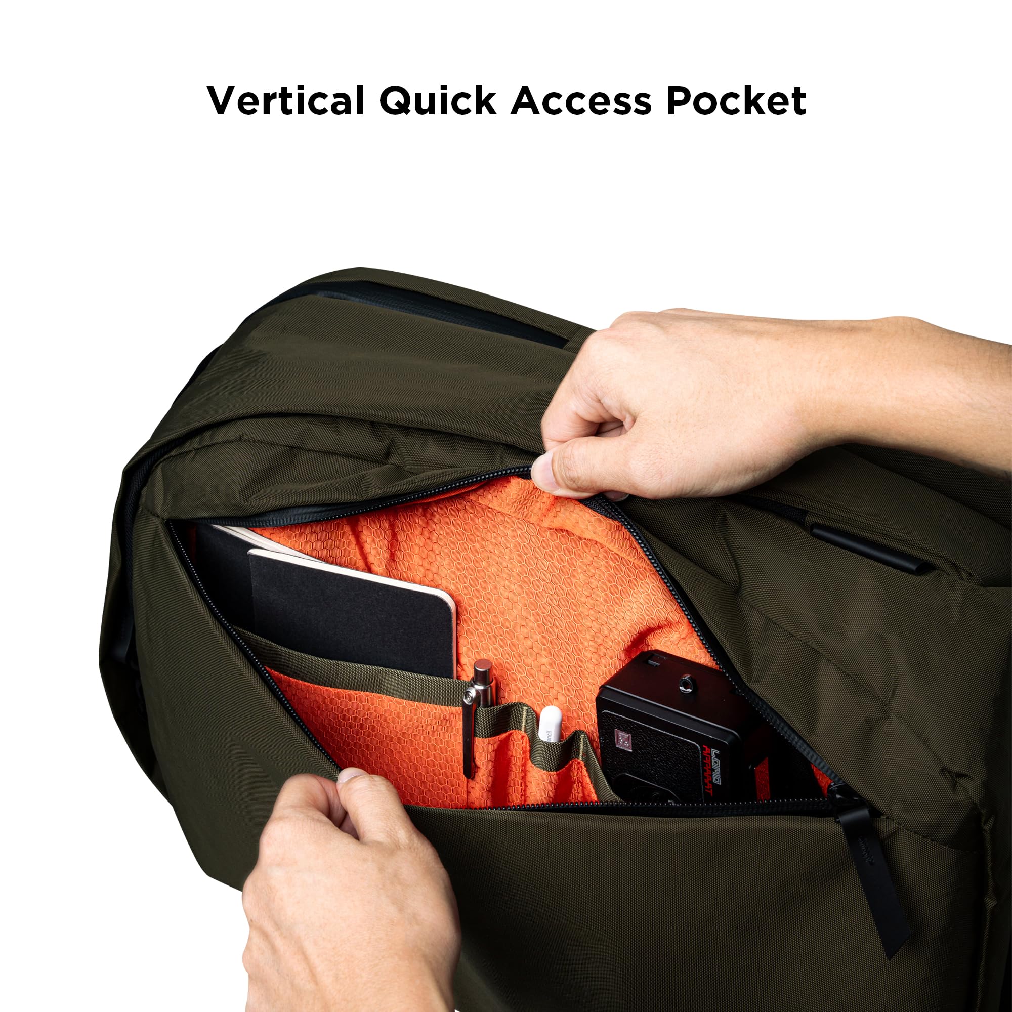 ALPAKA Metro Backpack Pro for Men - Fits 16" Laptop Business Travel Backpack with YKK Zippers, MOD Key Leash & Luggage Pass-through, Weatherproof X-pac Material Work Bag(Olive Green) - Image 6