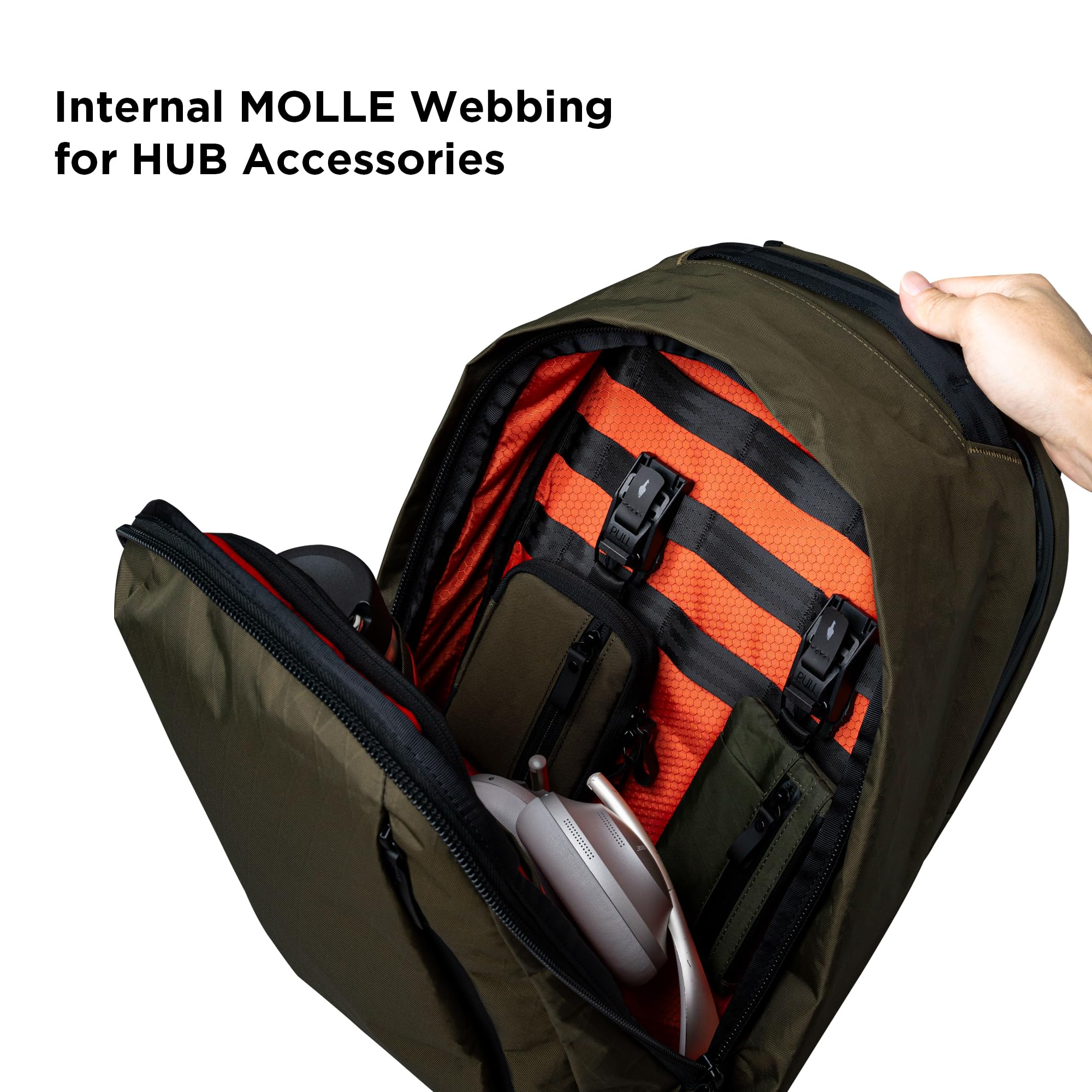 ALPAKA Metro Backpack Pro for Men - Fits 16" Laptop Business Travel Backpack with YKK Zippers, MOD Key Leash & Luggage Pass-through, Weatherproof X-pac Material Work Bag(Olive Green) - Image 7