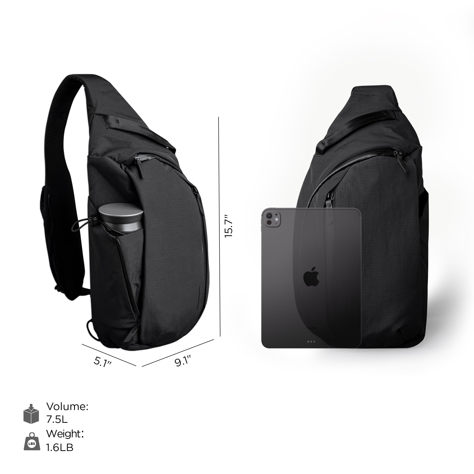 ALPAKA Metro Crossbody Left Shoulder 7.5L - Crossbody Bag Men,Sling Backpack - Fits 11" Tablet - Single Shoulder with YKK Zipper - Expandable Water Bottle Pocket - Phone Sleeve- Black Axoflux 210D - Image 4