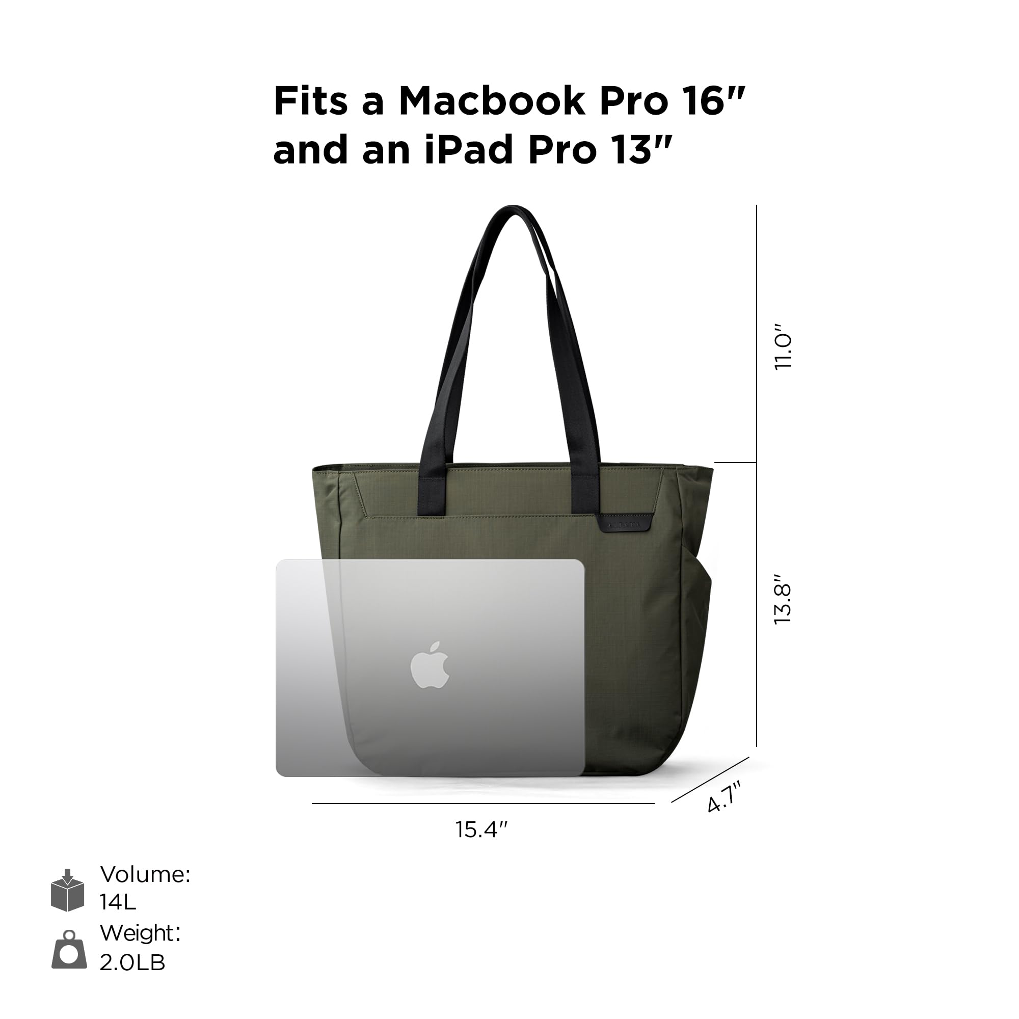 ALPAKA Metro Tote Bag 14L- Build 16" Laptop & Tablet Sleeve with zipper, External Bottle Pocket,Luggage pass-through - Image 4