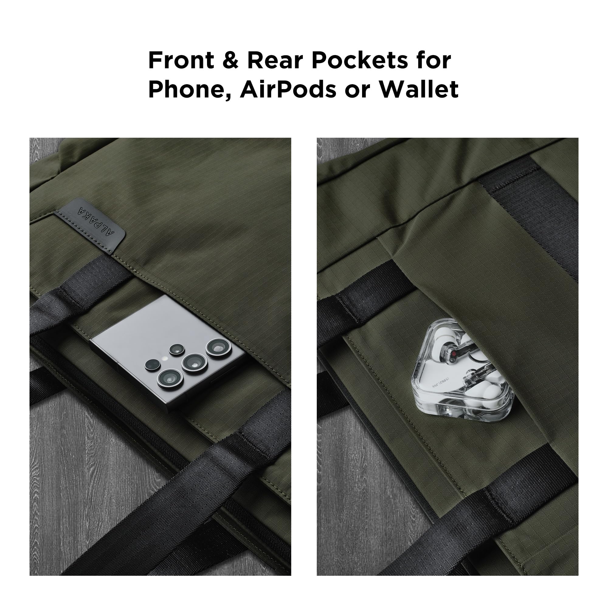 ALPAKA Metro Tote Bag 14L- Build 16" Laptop & Tablet Sleeve with zipper, External Bottle Pocket,Luggage pass-through - Image 6