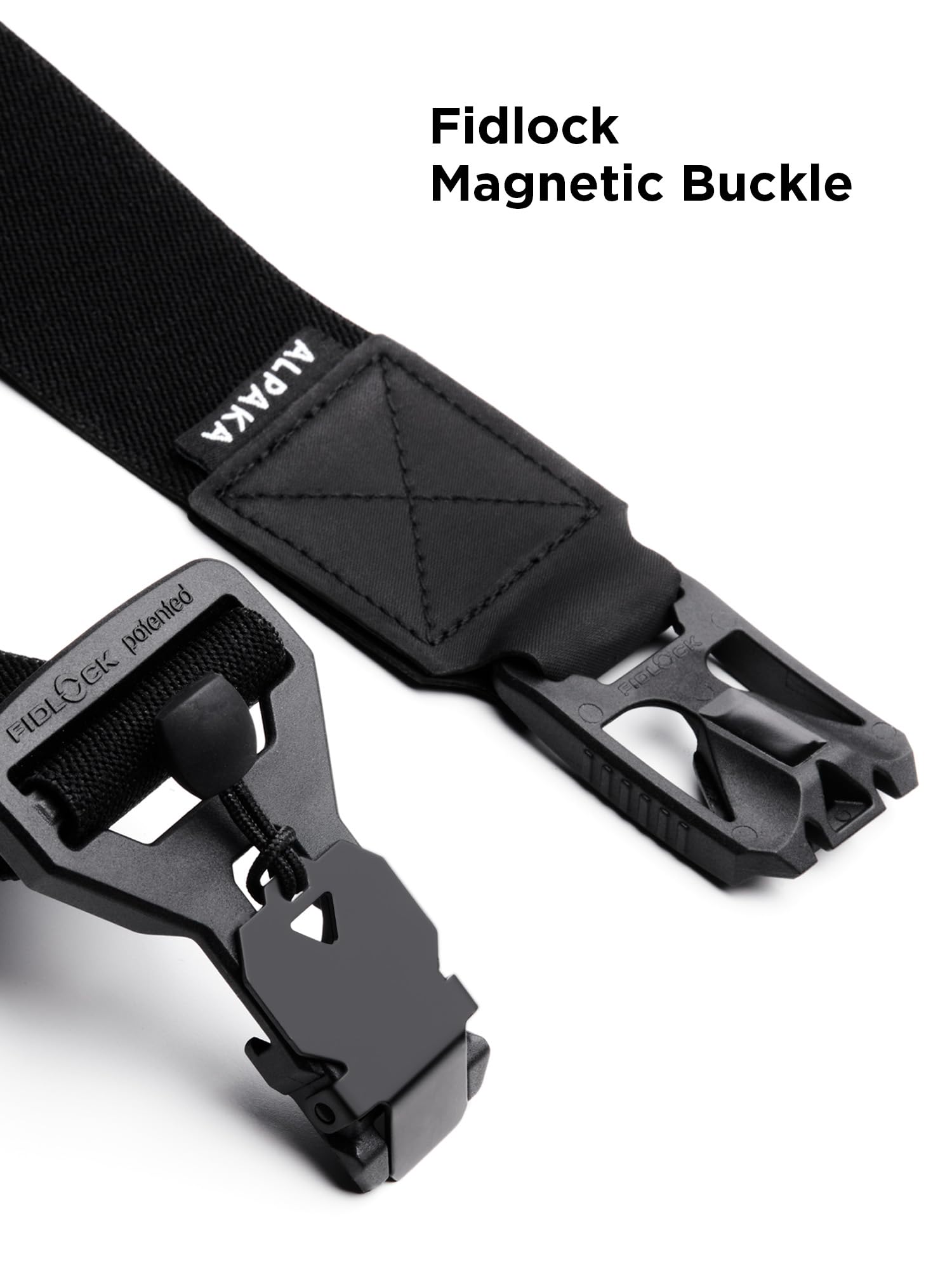 ALPAKA Stealth Belt: Tactical Belts for Men with Magnetic Quick Release Buckle, Stretch Military Work Hiking Nylon Belt, Adjustable Hole Free EDC Casual Belt for Men 24-32 Inches, Black - Image 5