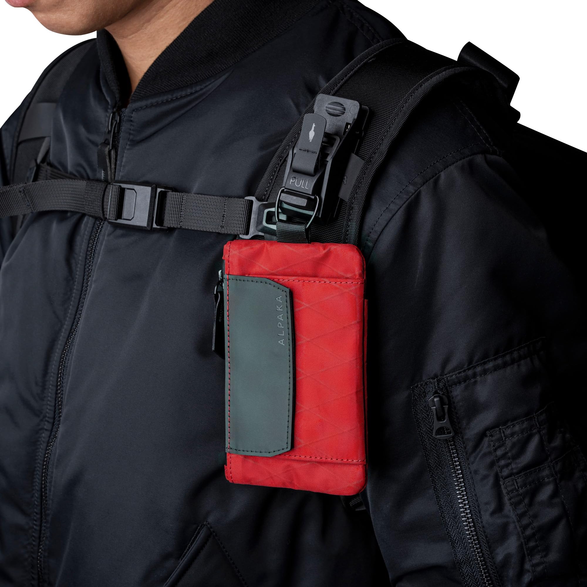 ALPAKA Zip Pouch Coin - Compact EDC Card Holder and Cash Wallet - RFID Blocking Minimalist Travel Wallet - Weatherproof True Red X-Pac VX21 Fabric - Image 6
