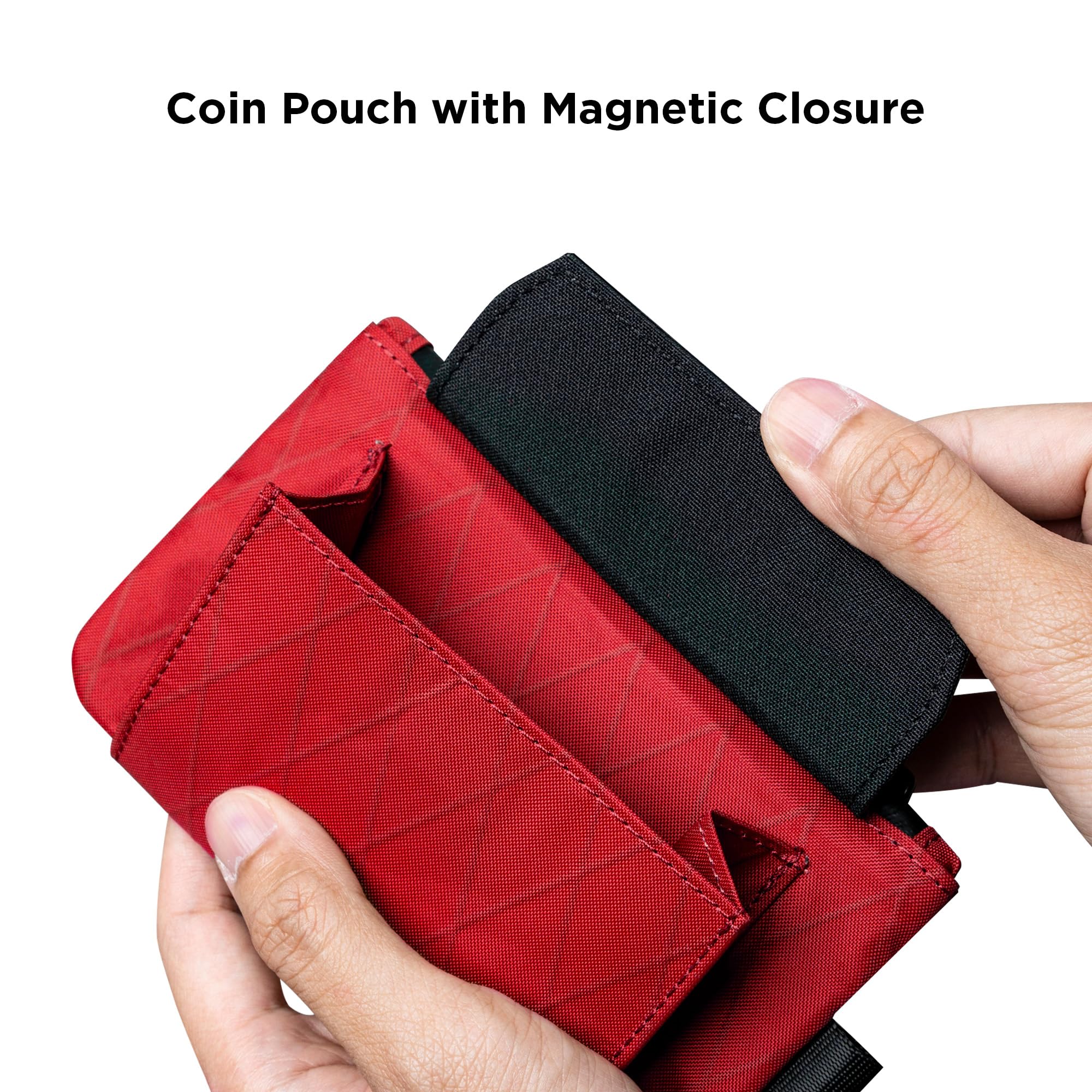 ALPAKA Zip Pouch Coin - Compact EDC Card Holder and Cash Wallet - RFID Blocking Minimalist Travel Wallet - Weatherproof True Red X-Pac VX21 Fabric - Image 7