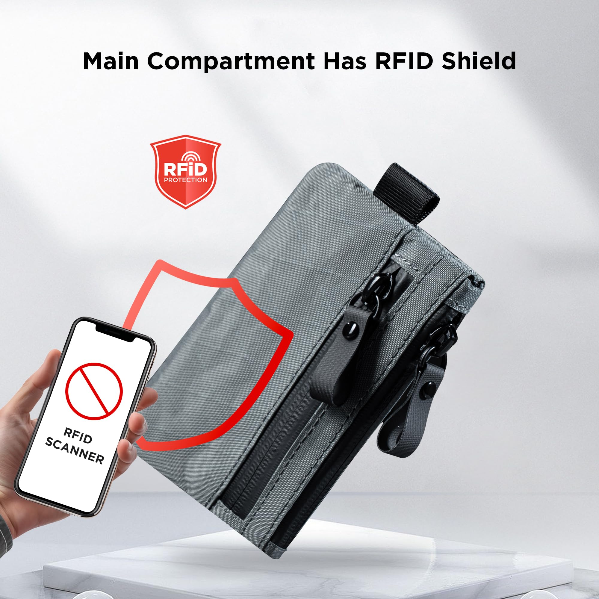 ALPAKA Zip Pouch Slate Grey X-Pac X21 - RFID-Blocking Small Cash and Card Zip Wallet with Carbon Neutral, Weatherproof Fabrics, EDC Pouch for Men Travel - Image 3