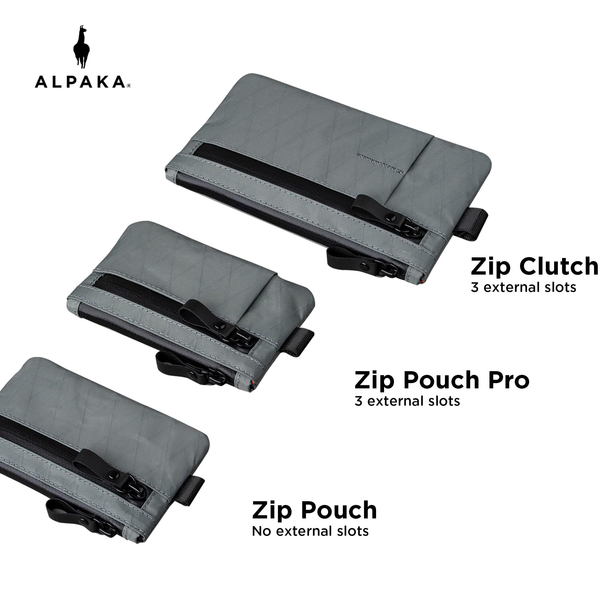 ALPAKA Zip Pouch Slate Grey X-Pac X21 - RFID-Blocking Small Cash and Card Zip Wallet with Carbon Neutral, Weatherproof Fabrics, EDC Pouch for Men Travel - Image 4