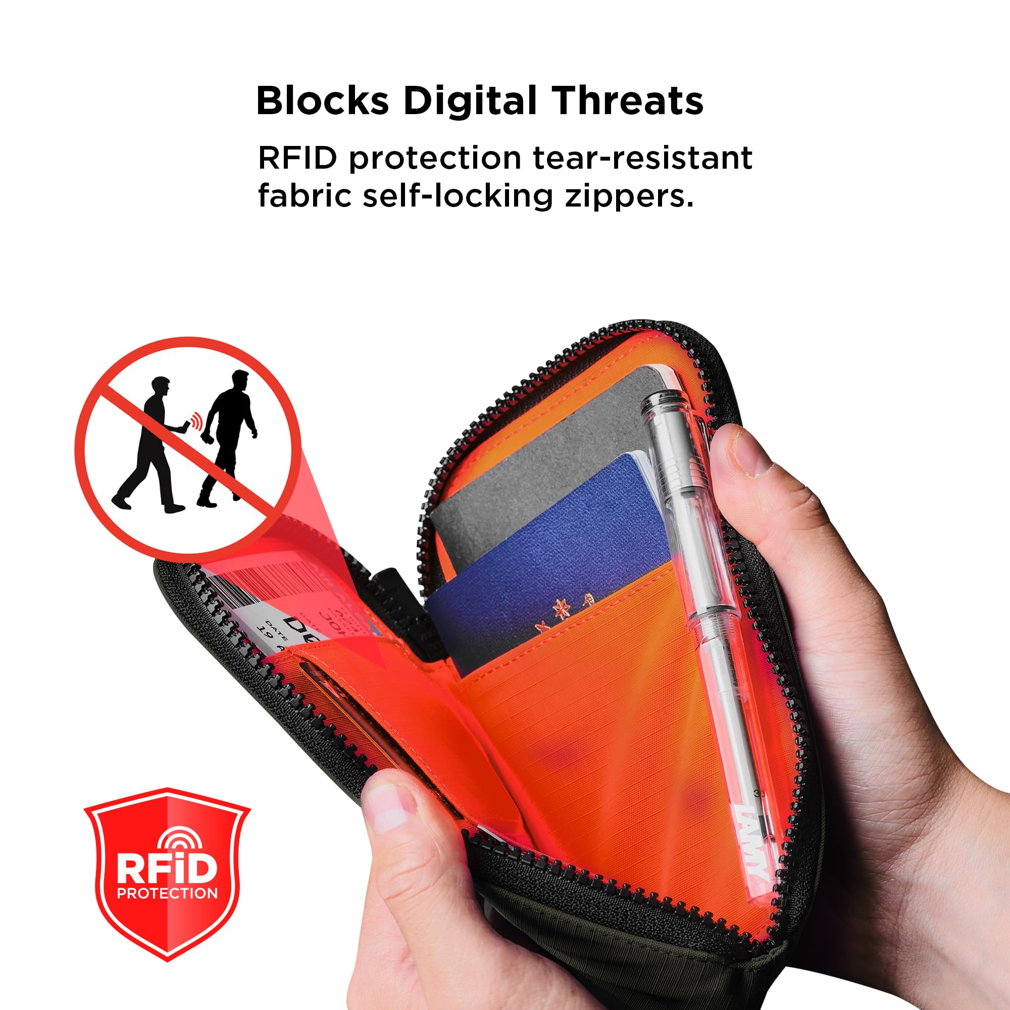 ALPAKA Zip Travel Wallet - Store Your Travel Accessories Efficiently - 3 Internal Pockets For Your Passport and More - 2 Card Slots - Made From Recycled and RFID-Protective Material - Image 5